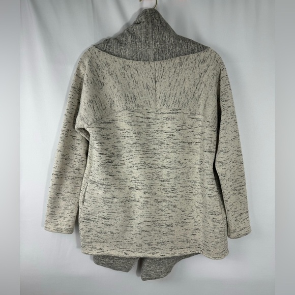 Lucky Brand Cardigan Sweater Fleece Lined Shawl Wrap Collar Chunky Cream Gray XS - Picture 6 of 16